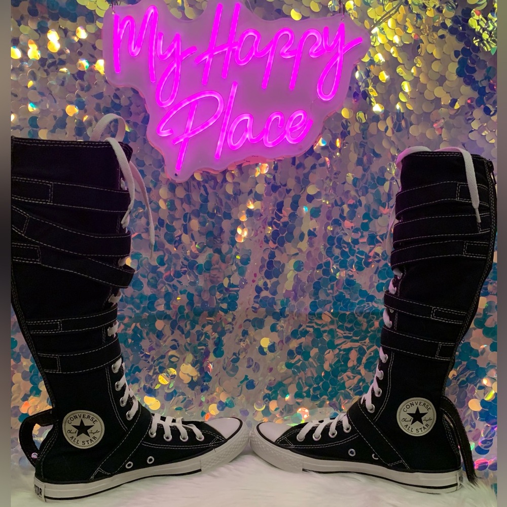 All Star Chuck Taylor Converse Knee High buckle sneakers. - Picture 12 of 17